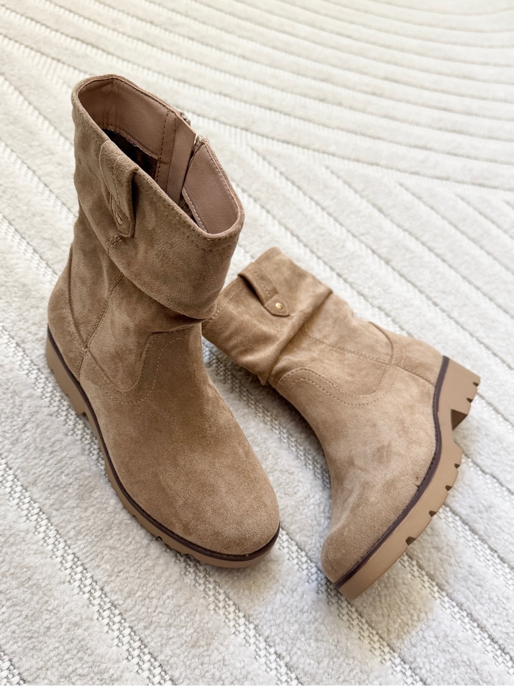 White Mountain Kids Tan Suede Mid-Calf Boots - Picture 2 of 4